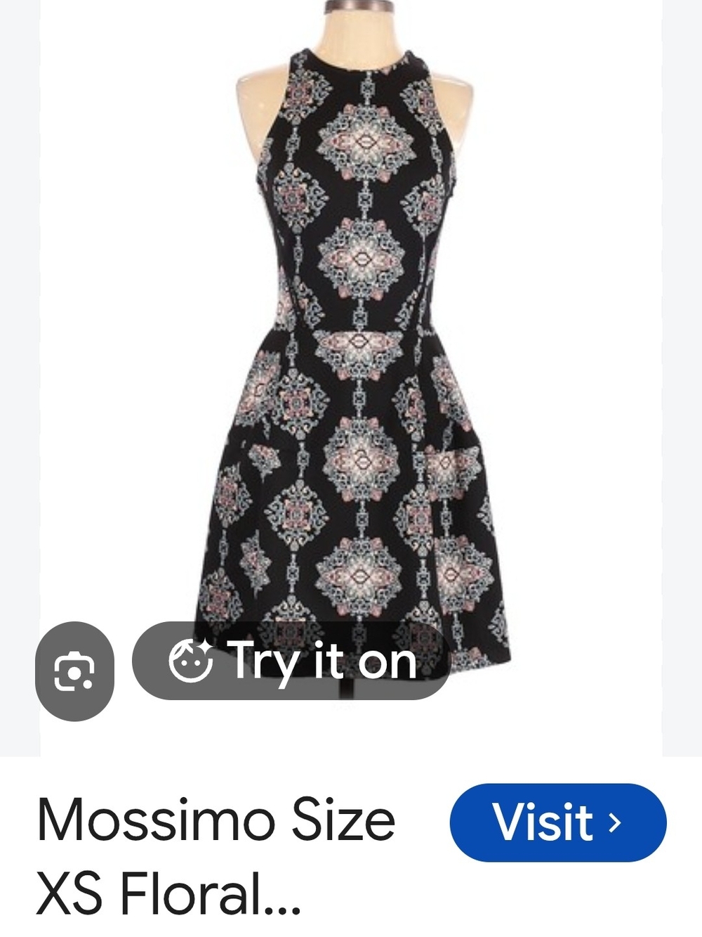 Mossimo Supply Co. Black Halter Medallion Print Dress